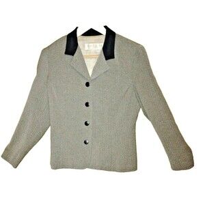 VTG Garfield&Marks Black White Houndstooth Collared Button Up Top Size 6 Classic